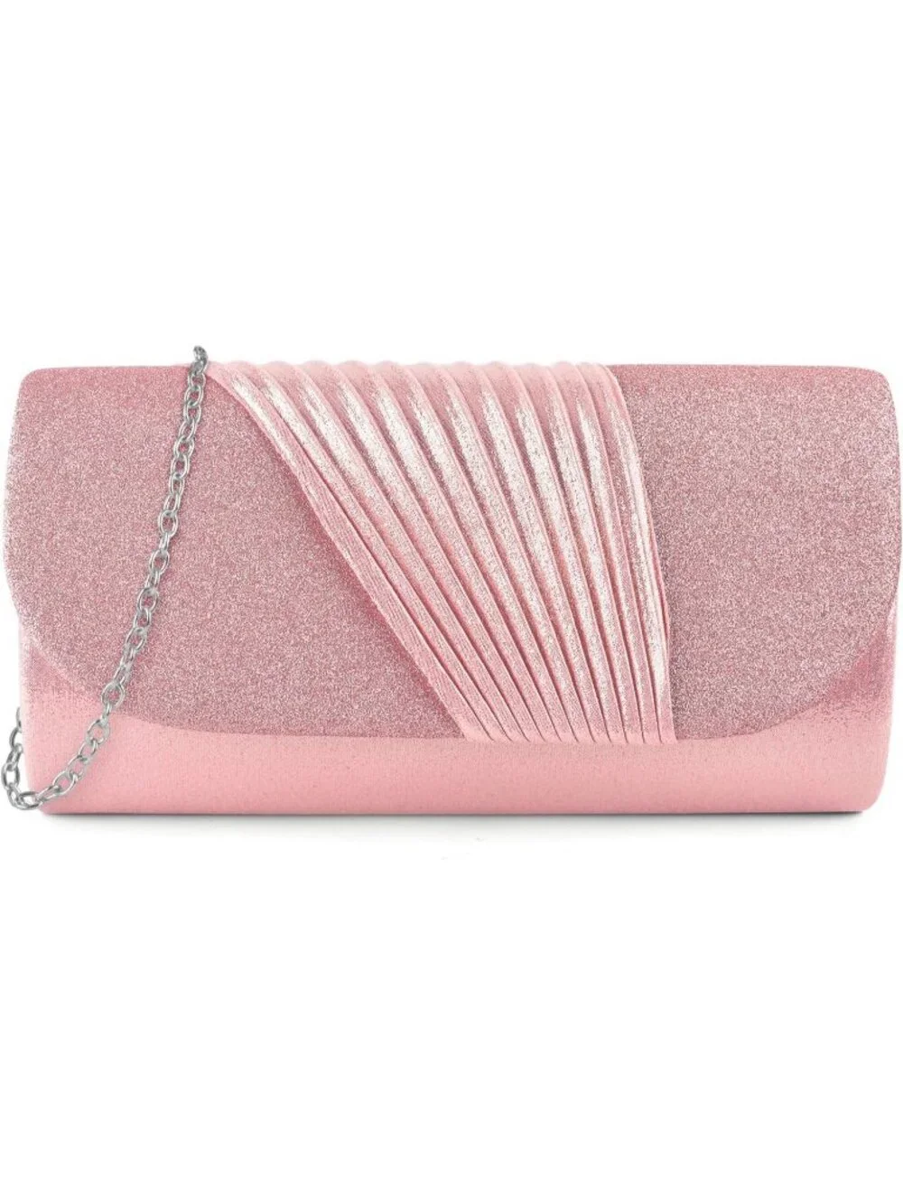 Women's Pink Clutch Purse Evening Envelope Wedding Crossbody Shoulder Bag